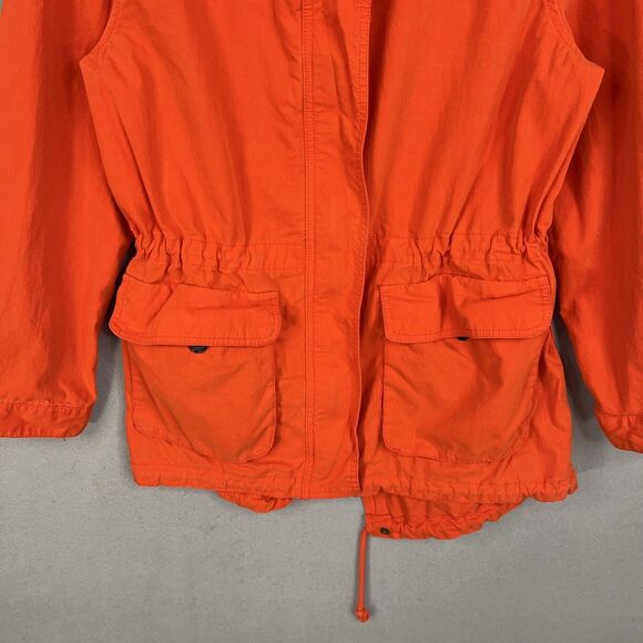 Old Navy Jacket Womens Large Orange Hooded Anorak Parka Utility Drawstring Waist - Picture 3 of 13